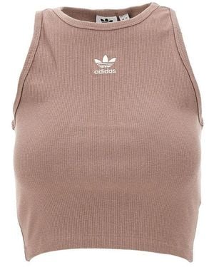 adidas Originals Ribbed Jersey Cropped Top - Brown