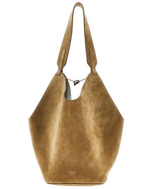 KHAITE Small Suede Leather 'Lotus' Tote Bag - Brown