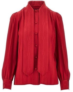 Gucci Jacquard Silk Shirt - Red