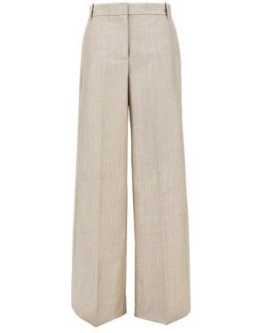 Pinko Lurex Viscose And Wool-Blend Pants - Natural