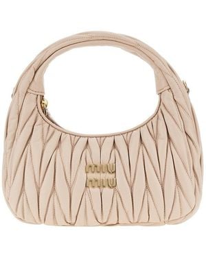 Miu Miu Small Miu Wander Hobo Bag - Natural