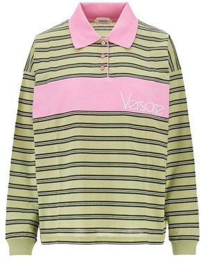 Versace Jersey Polo Shirt With Logo Embroidery - Green