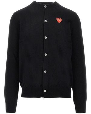 COMME DES GARÇONS PLAY Heart Patch Crewneck Cardigan - Black