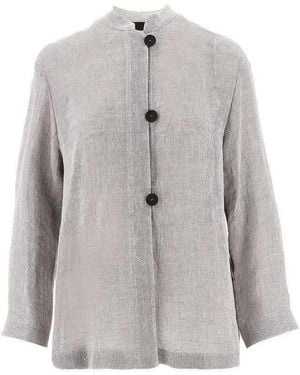 Emporio Armani Linen-Blend Gauze Jacket - Grey