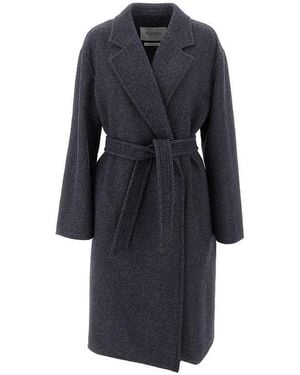 Max Mara Wool Coat With Belt - Blue