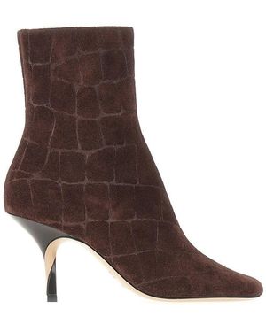 Jacquemus Croco-Embossed Leather Ankle Boots - Brown