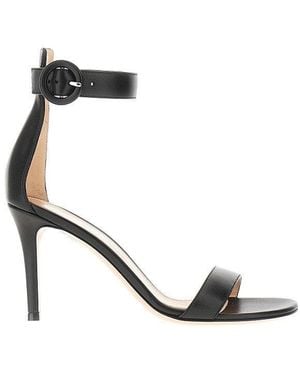Gianvito Rossi Smooth Leather 'Portofino' Sandals - Black