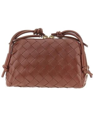 Bottega Veneta Intrecciato Leather Pouch On Strap - Brown