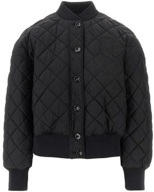 Jil Sander Diamond-Quilted Twill Padded Bomber Jacket - Black