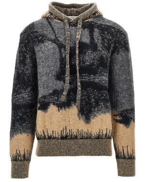 Laneus Mohair-Blend Sweatshirt With Jacquard Motif - Black