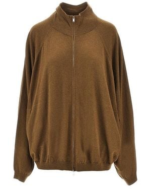 Frankie Shop 'Base' Knitted Track Jacket - Brown