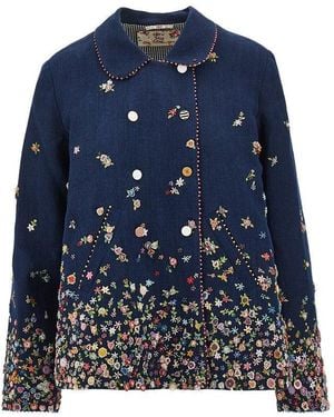 Péro Linen And Cotton Reversible Jacket - Blue