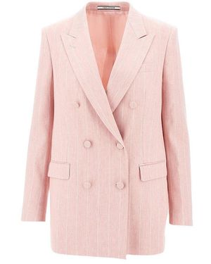 Tagliatore 'Jasmine' Linen-Blend Double-Breasted Jacket - Pink