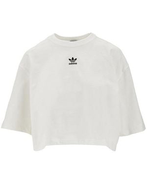 adidas Originals Logo Embroidery Cropped T-Shirt - White