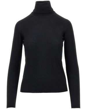 Max Mara Virgin Wool Knitting Turtleneck - Black