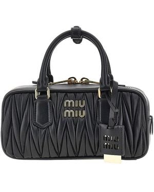 Miu Miu Matelassé Nappa Leather Small 'Arcadie' Bag - Black