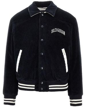 Dolce & Gabbana 'Dg University' Corduroy Bomber Jacket - Blue