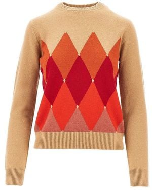 Ballantyne Cashmere Lozenge Sweater - Red