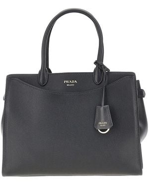 Prada Leather Large Prelude' Bag - Black