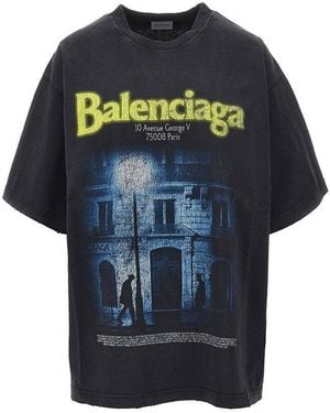 Balenciaga Cotton Jersey Oversized T-Shirt - Blue
