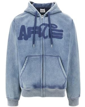 Arte' Stencil Sunfade Full-Zip Hoodie - Blue