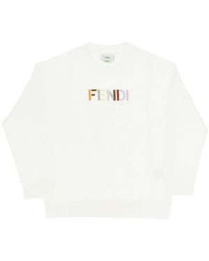 Fendi Multicoloured Logo Embroidery Sweatshirt Kids 12 - White