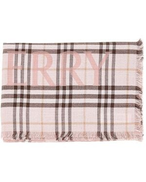 Burberry Check Wool And Silk Scarf - Pink