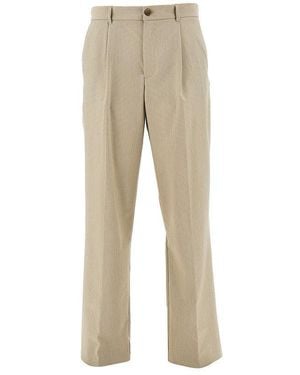 Les Deux 'Reece' Mini Check Viscose-Blend Trousers - Natural