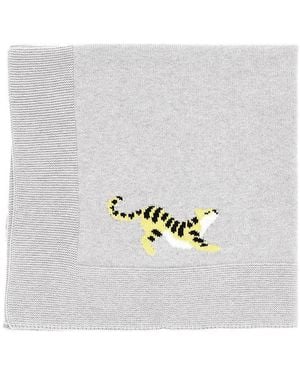 Stella McCartney Tigers Intarsia Cotton Blanket Kids - White