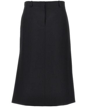 Fendi Grain De Poudre Wool Midi Skirt - Black