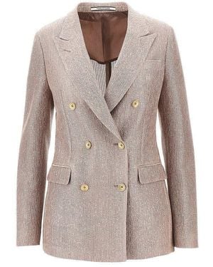 Tagliatore 'Parigi' Cotton Double-Breasted Jacket - Brown