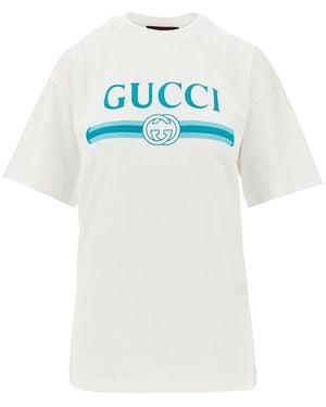 Gucci Relaxed Fit T-Shirt With Logo Print - Blue