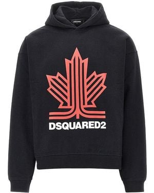 DSquared² Felpa Con Cappuccio 'Ski Leaf' - Black