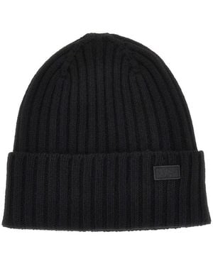 Weekend by Maxmara Virgin Wool Beanie Hat With Logo Patch - Black