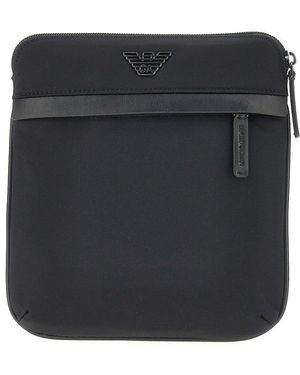 Emporio Armani Nylon Crossbody Bag With Eagle Logo - Black