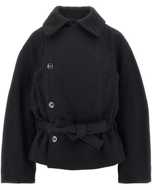 Lemaire Felt Short Wrap Coat - Black