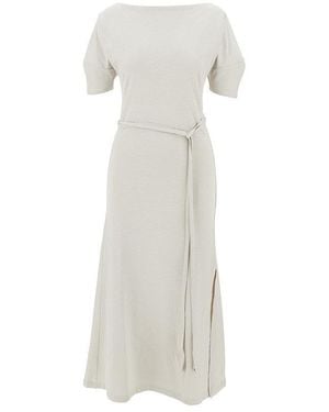 Lemaire Off-The-Shoulder Jersey Midi Dress - White