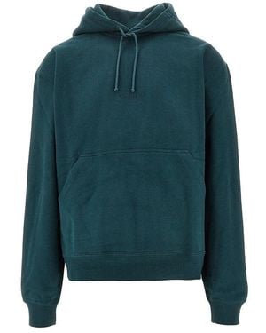 Saint Laurent Hoodie With Logo Embroidery - Green