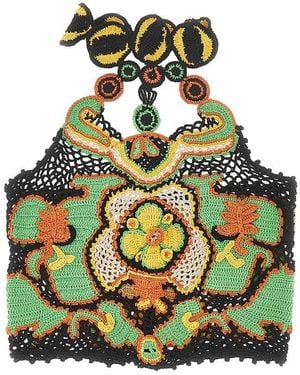 Etro Floral Crochet Cotton Cropped Top - Green