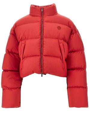 Gucci Cropped Down Jacket With Crest - Red