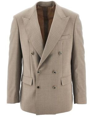 MARSĒM Stretch Wool-Blend Double-Breasted Jacket - Brown