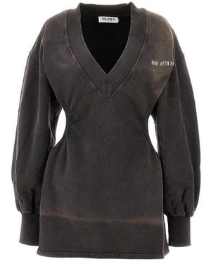The Attico Washed-Out Fleece Mini Dress - Black