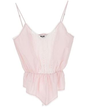 MSGM Poplin Lingerie Top - Pink