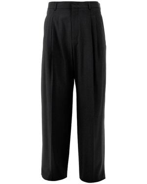 Emporio Armani Wool Pleated Trousers - Black