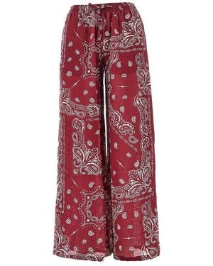 VENUJA Bandana Print Wide Leg Trousers - Red