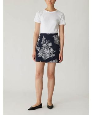Rebecca Taylor Venice Toile Jacquard Mini Skirt - Blue