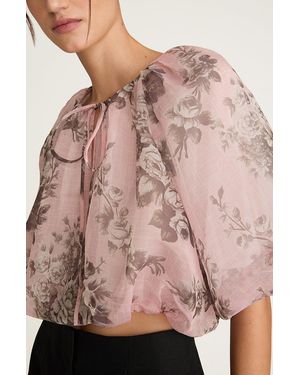 Rebecca Taylor Emblem Fleur Bubble Print Top - Pink