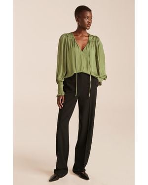 Rebecca Taylor Sateen Tie Top - Green