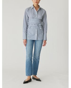 Rebecca Taylor Stripe Poplin Wrap Blouse - Blue