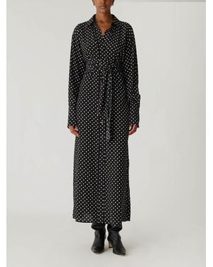 Rebecca Taylor Polka Dot Silky Wrap Dress - Black